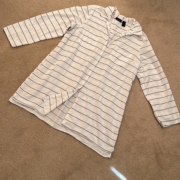 XL Apt. 9 Casual Striped Oversized Button Down Shirt , 100% cotton, white & blue - Picture 5 of 14